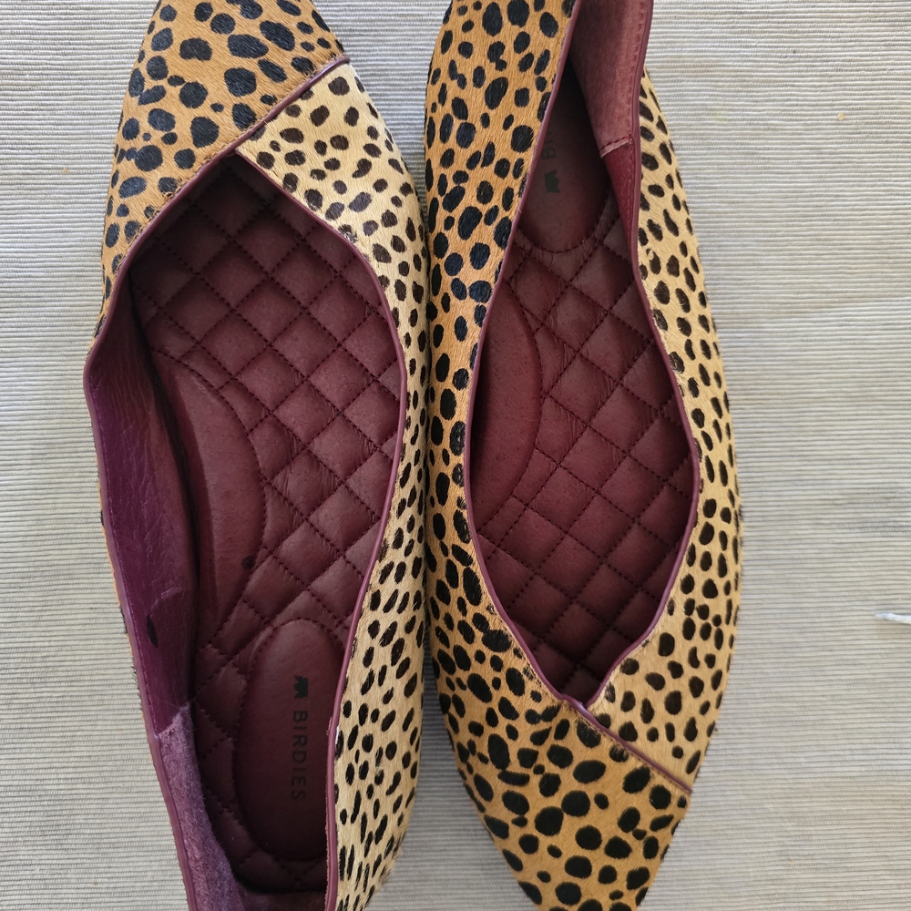 Birdies Brown and Black Flats with Animal Print